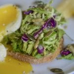 Avocado Toast with Quick Brussels Sprout Slaw and Soft Boiled Egg