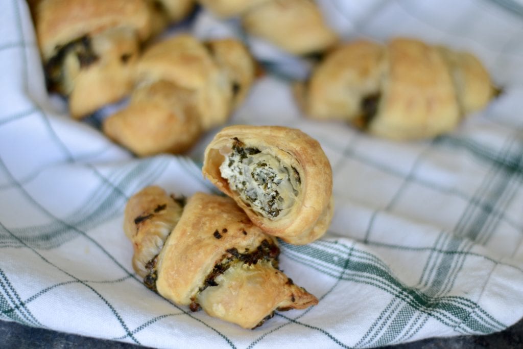 Spinach and Feta Stuffed Crescent Rolls | Sarcastic Cooking (premade puff pastry dough, Greek yogurt, spinach, and feta)