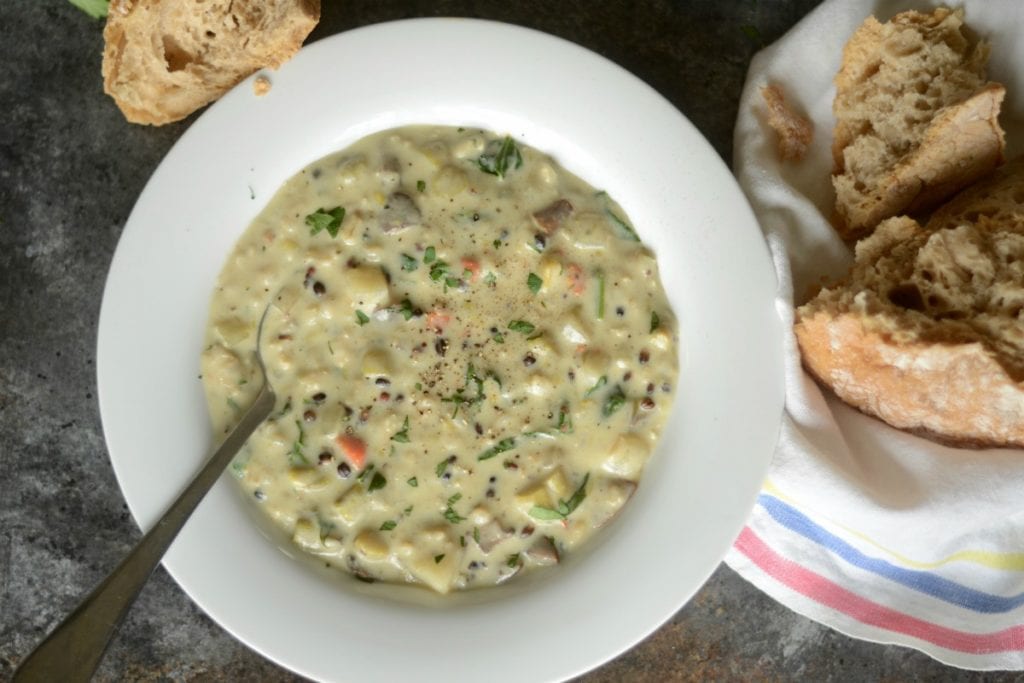 creamy vegetable and wild rice soup - sarcastic cooking