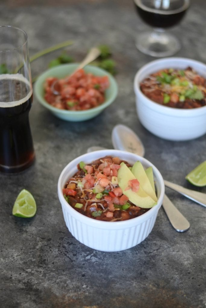 Slow Cooker Five Bean Beer Chili | Sarcastic Cooking @meatlessmonday