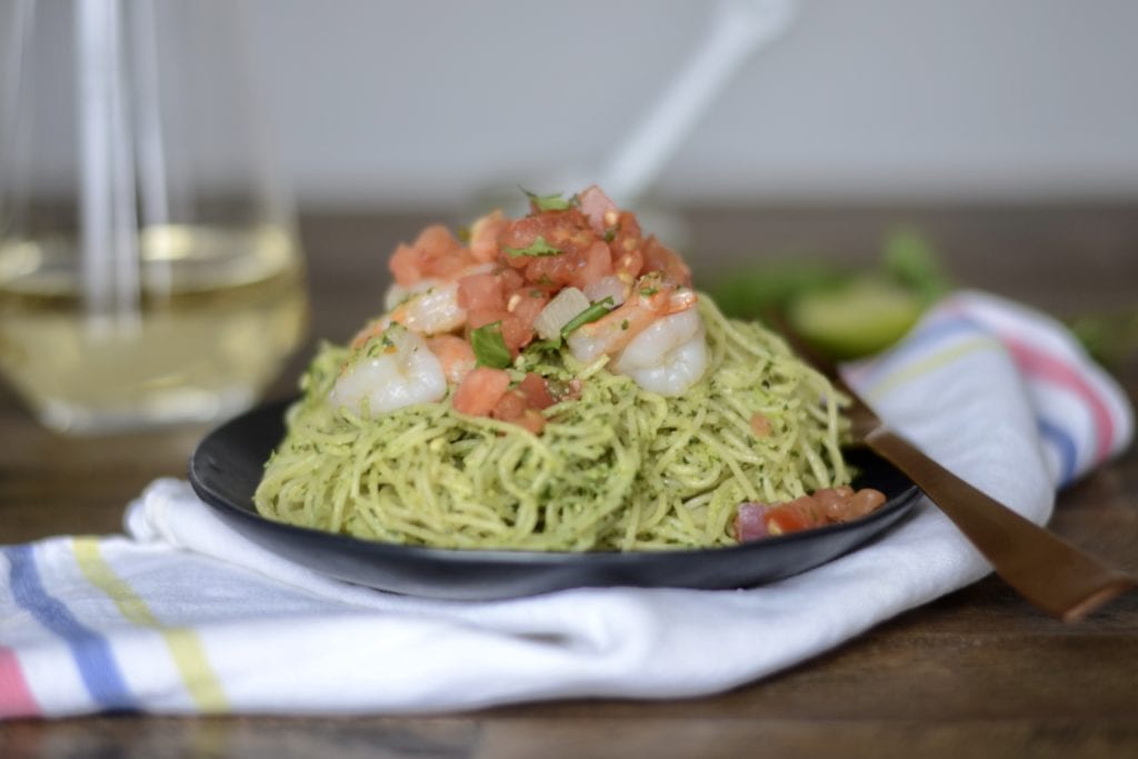 Garlic Shrimp with Cilantro Pesto Pasta | Sarcastic Cooking