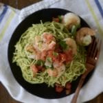 Garlic Shrimp with Cilantro Pesto Pasta