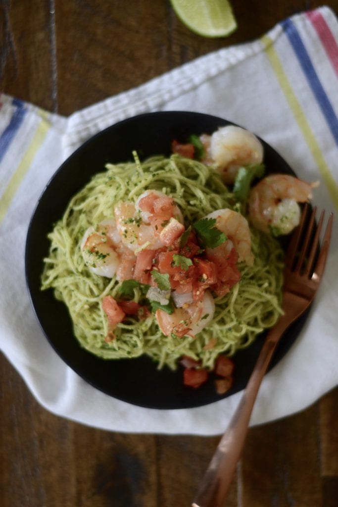 Garlic Shrimp with Cilantro Pesto Pasta | Sarcastic Cooking