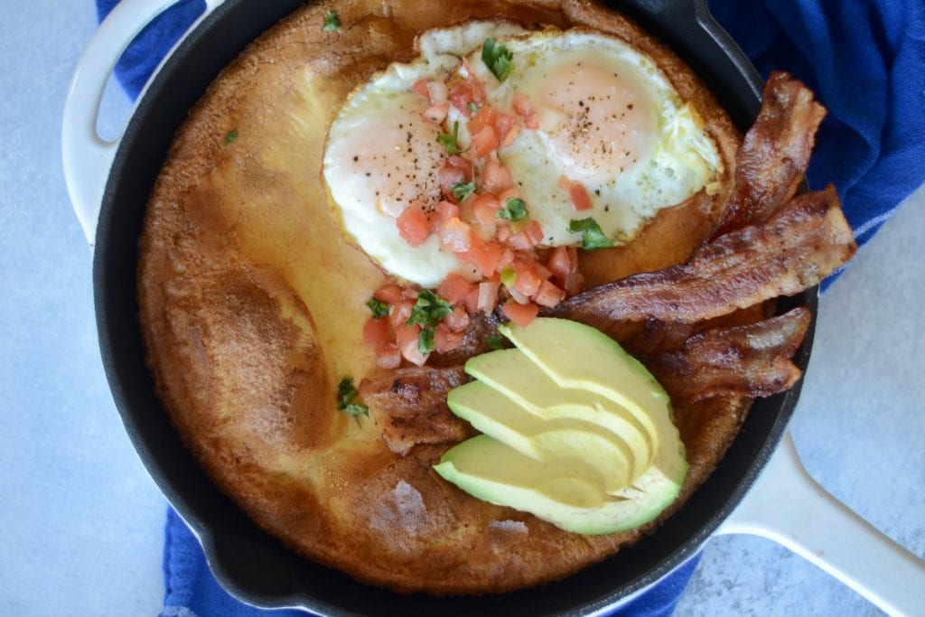 savory bacon and eggs dutch baby - sarcastic cooking