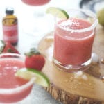Roasted Strawberry, Rhubarb, and Rose Water Margaritas