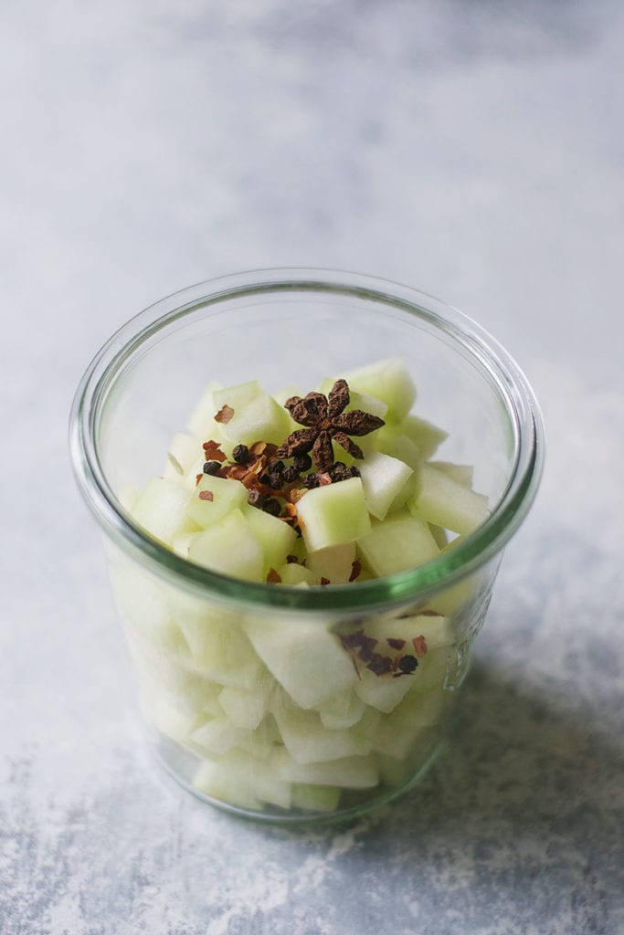 watermelon rind ready for pickling liquid