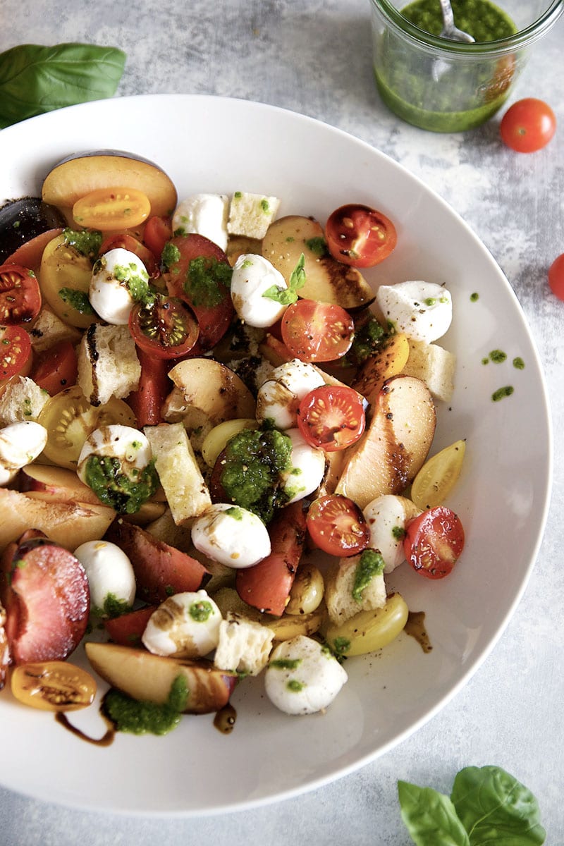 plum caprese panzanella