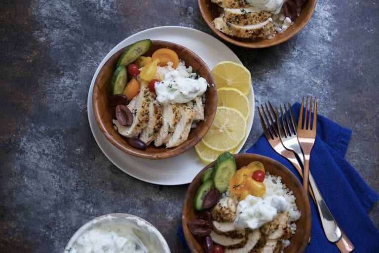 Greek Chicken Cauliflower Rice Bowls Sarcastic Cooking