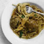 Pressure Cooker Spaghetti and Mushroom Loaded Meatballs