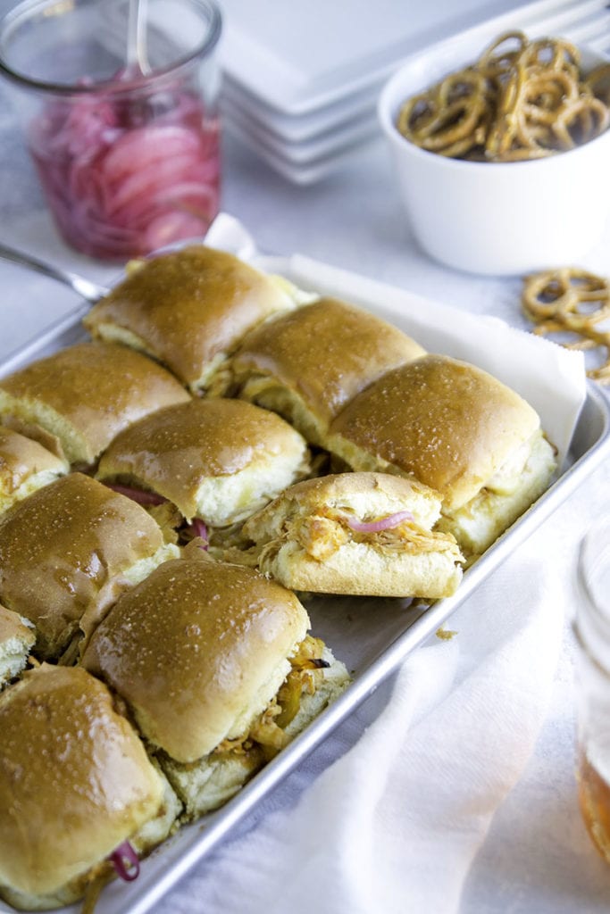 BBQ Pineapple Chicken Sliders with Pickled Red Onions Sarcastic Cooking