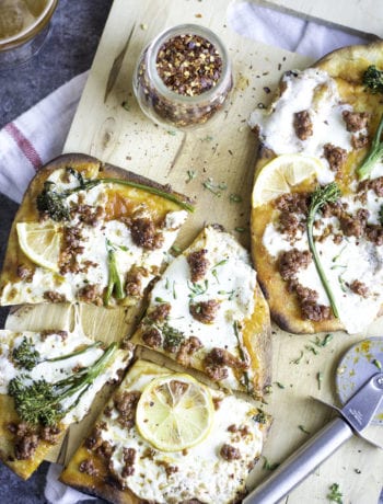 Broccolini and chorizo Flatbread Pizza