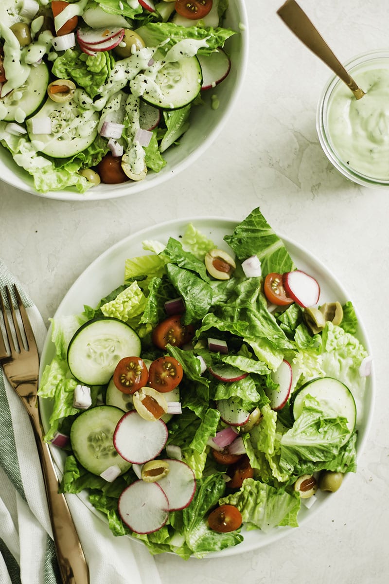 House Salad with Avocado Ranch Dressing - Sarcastic Cooking