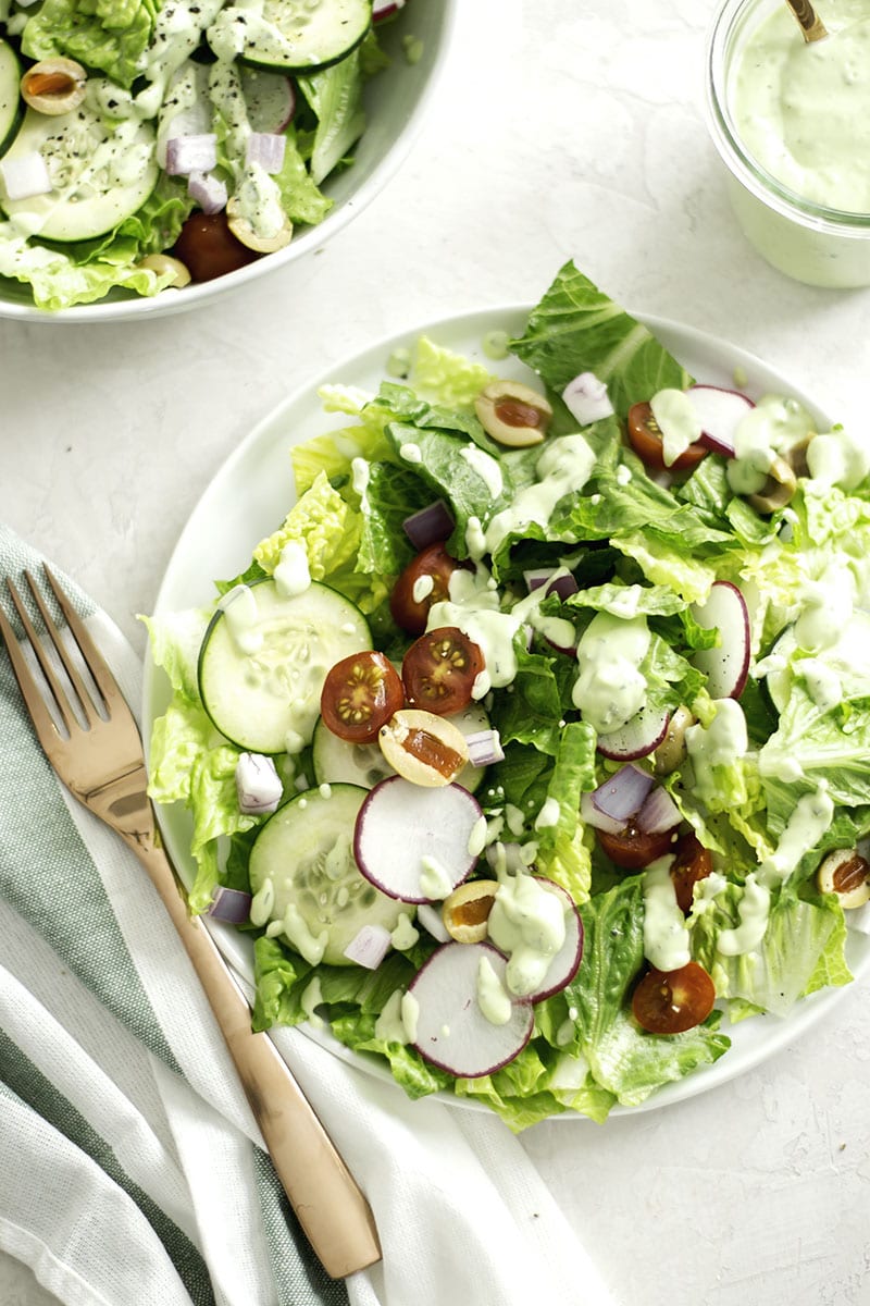 House Salad with Avocado Ranch Dressing - Sarcastic Cooking #meatlessmonday