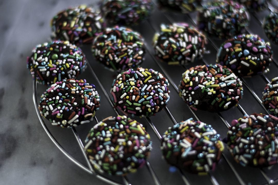 Chocolate Crinkle Sprinkle Cookies - Sarcastic Cooking