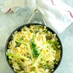 Charred Corn and Asparagus Fettuccine with Buttermilk Cream Sauce