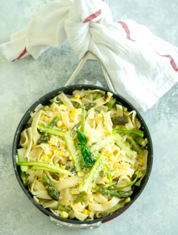 Charred Corn & Asparagus Fettuccine with Cream Sauce | Sarcastic Cooking