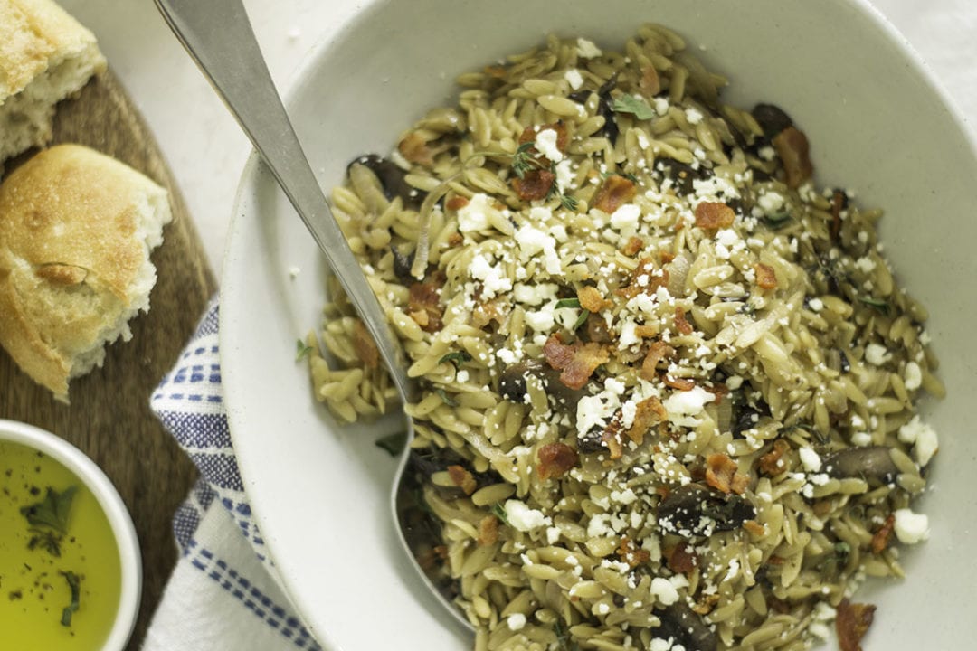 Instant Pot Bacon caramelized Onion, & Mushroom Orzo | Sarcastic Cooking