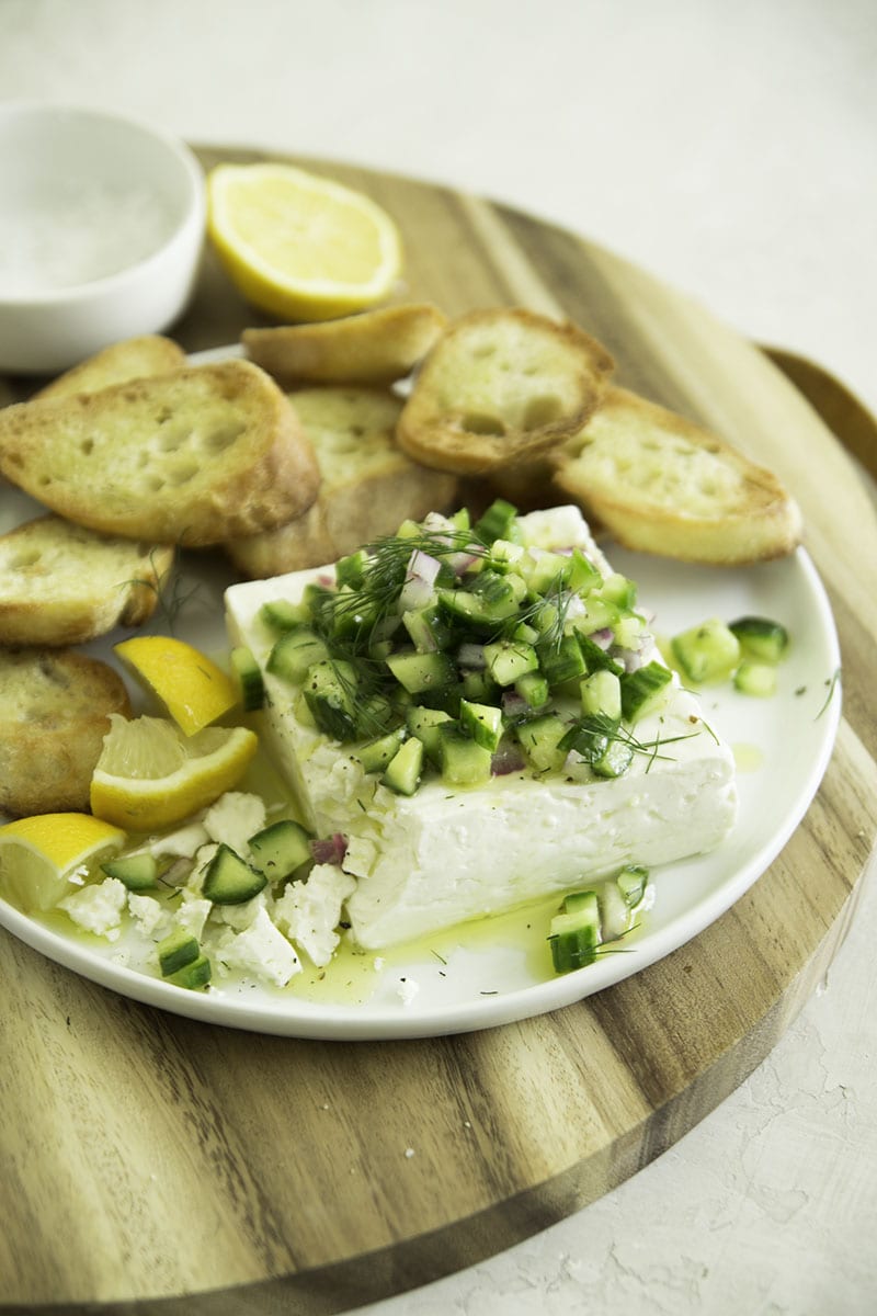 cucumber dill feta bruschetta | sarcastic cooking