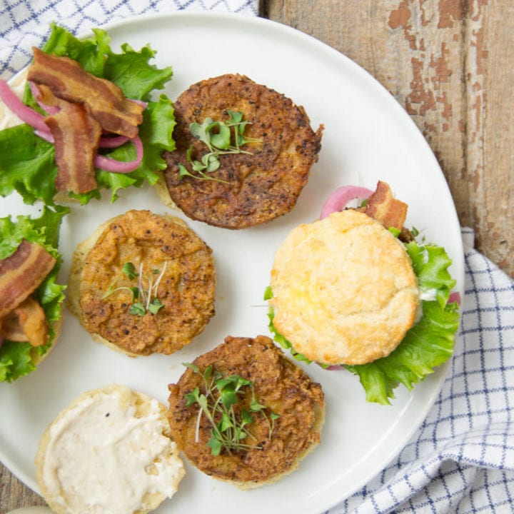 Chile Lime Fried Green Tomato Biscuit Sandwiches with Bacon | Sarcastic cooking