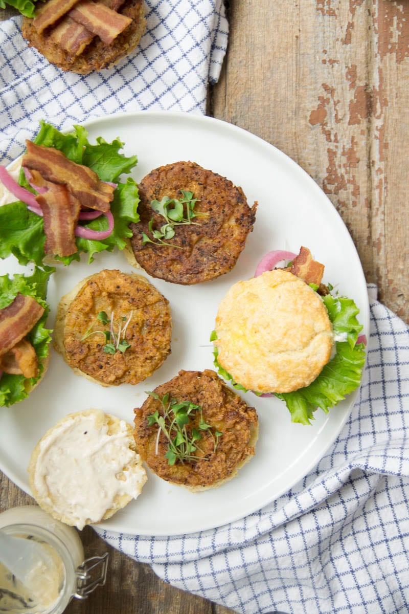 Chile Lime Fried Green Tomato Biscuit Sandwiches with Bacon | Sarcastic cooking