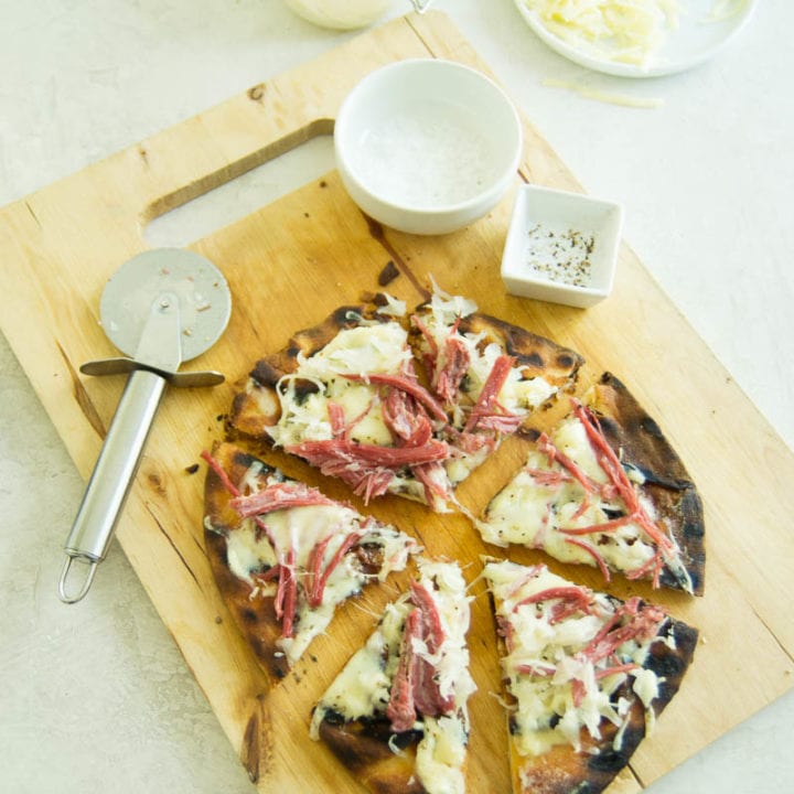 Grilled Reuben Flatbread Pizza | Sarcastic Cooking