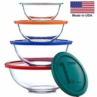 Pyrex Smart Essentials Mixing Bowl Set Including Locking Lids (Clear), 8 piece