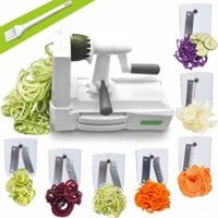 Spiralizer Ultimate 7-Blade Vegetable Slicer, Strongest-and-Heaviest Duty Vegetable Spiral Slicer, Best Veggie Pasta Spaghetti Maker for Keto/Paleo/Gluten-Free, With Extra Blade Caddy & 4 Recipe Ebook