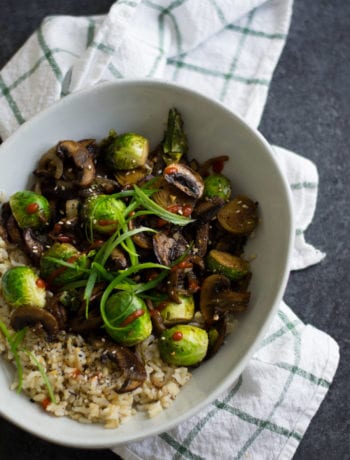 Balsamic Garlic Brussels Sprouts and Mushroom Stir Fry | Sarcastic Cooking