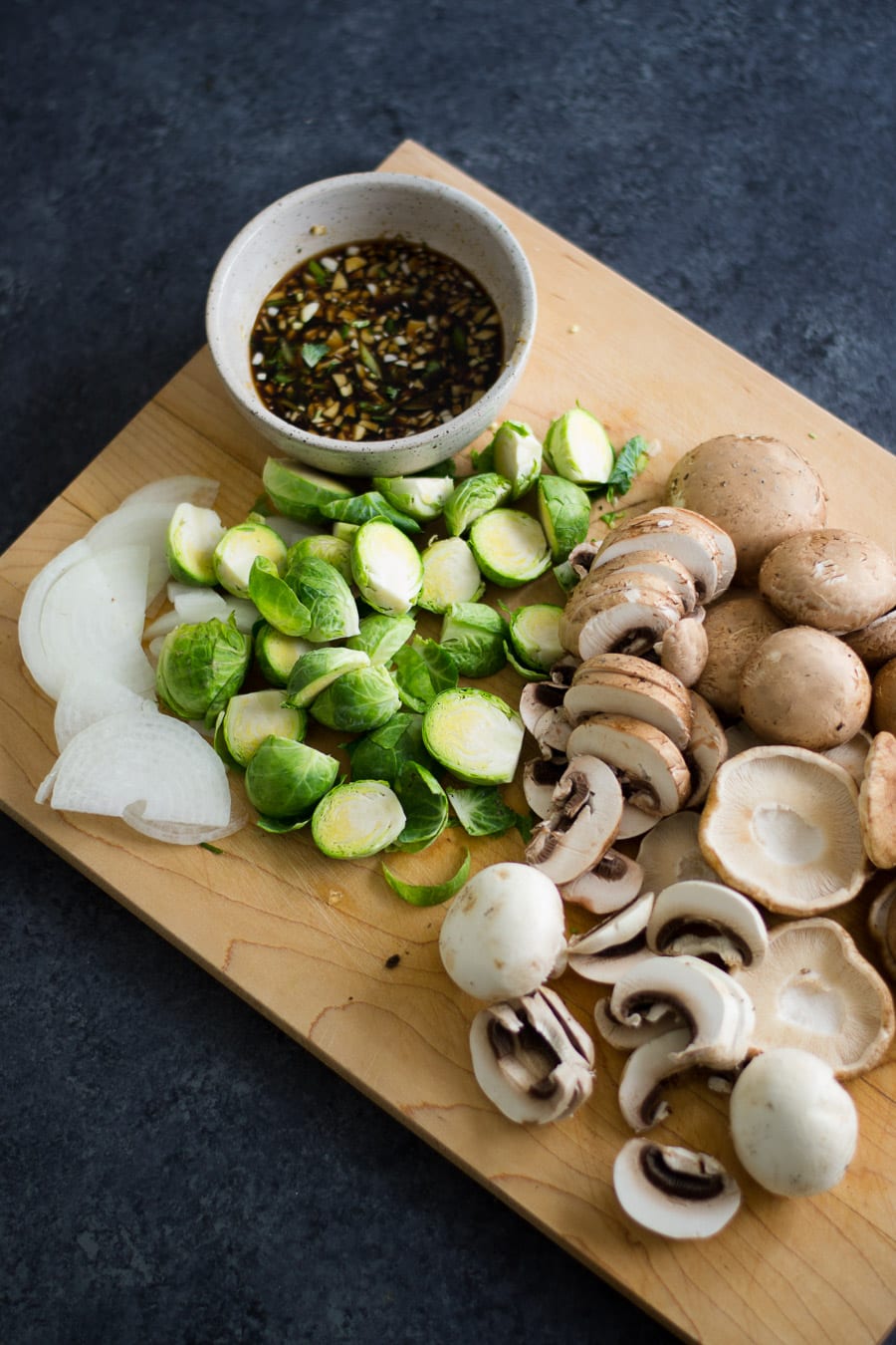 mushroom brussles sprout stir fry