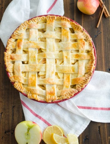 Homemade apple Pie with buttermilk crust and ginger, orange bitters, apple filling