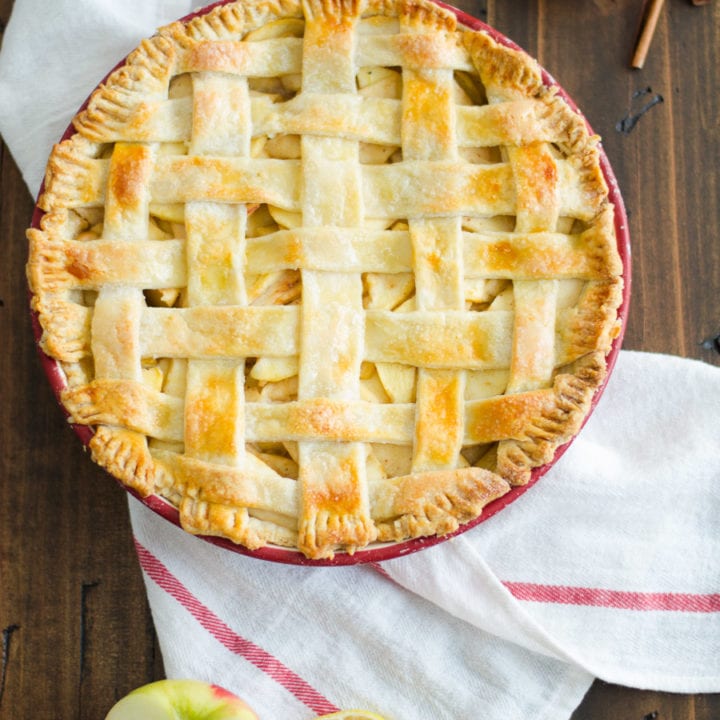 Homemade apple Pie with buttermilk crust and ginger, orange bitters, apple filling