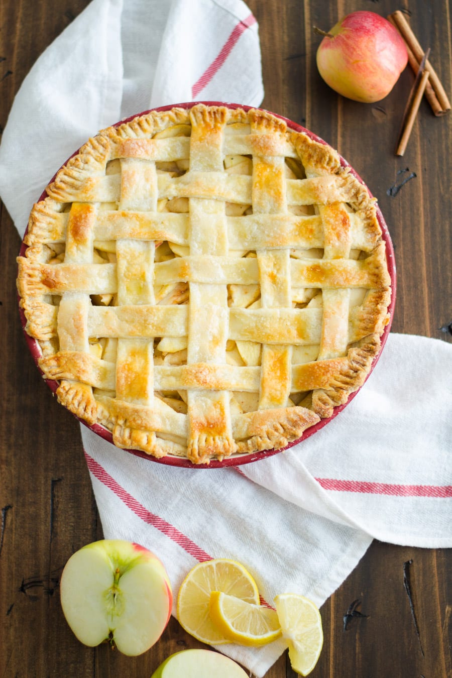 Homemade apple Pie with buttermilk crust and ginger, orange bitters, apple filling