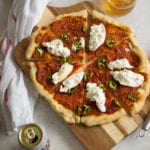 Romesco, Jalapeño, Burrata Pizza
