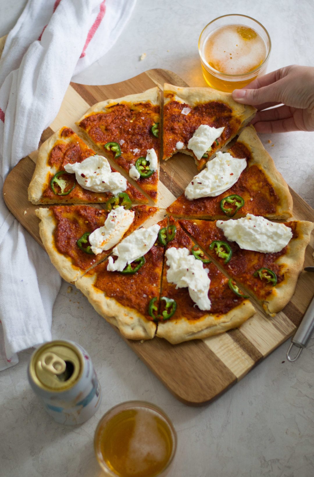 Romesco, Jalapeño, Burrata Pizza - Sarcastic Cooking