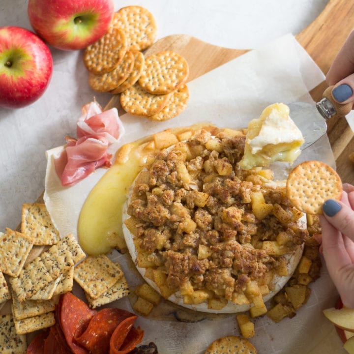 Apple Crisp Baked Brie - Sarcastic Cooking