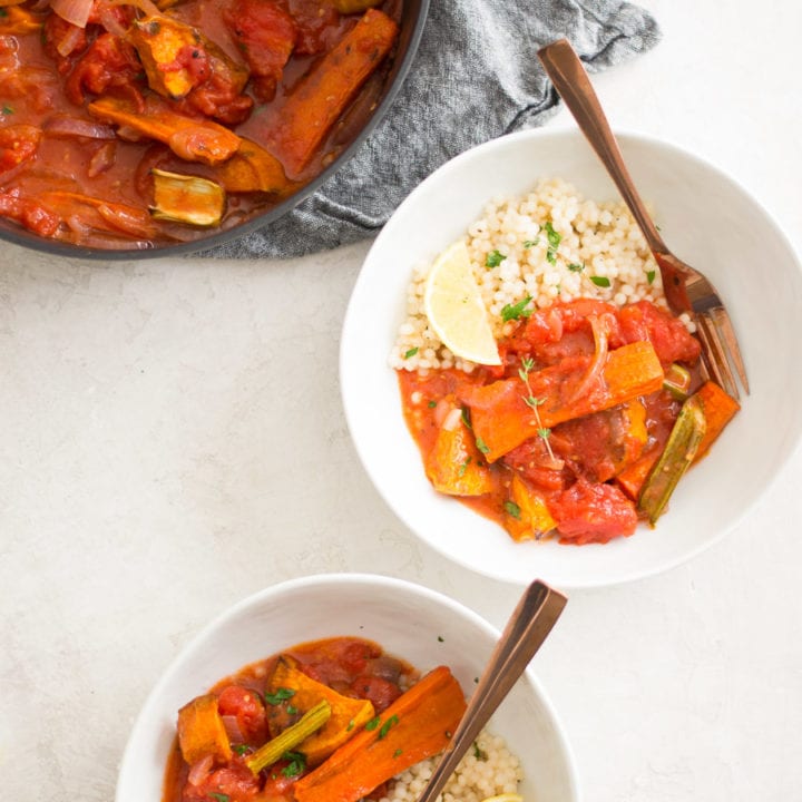 Roasted Vegetable Stew with Lemon Herb Couscous | Sarcastic Cooking #meatlessmonday #comfortfood #stew