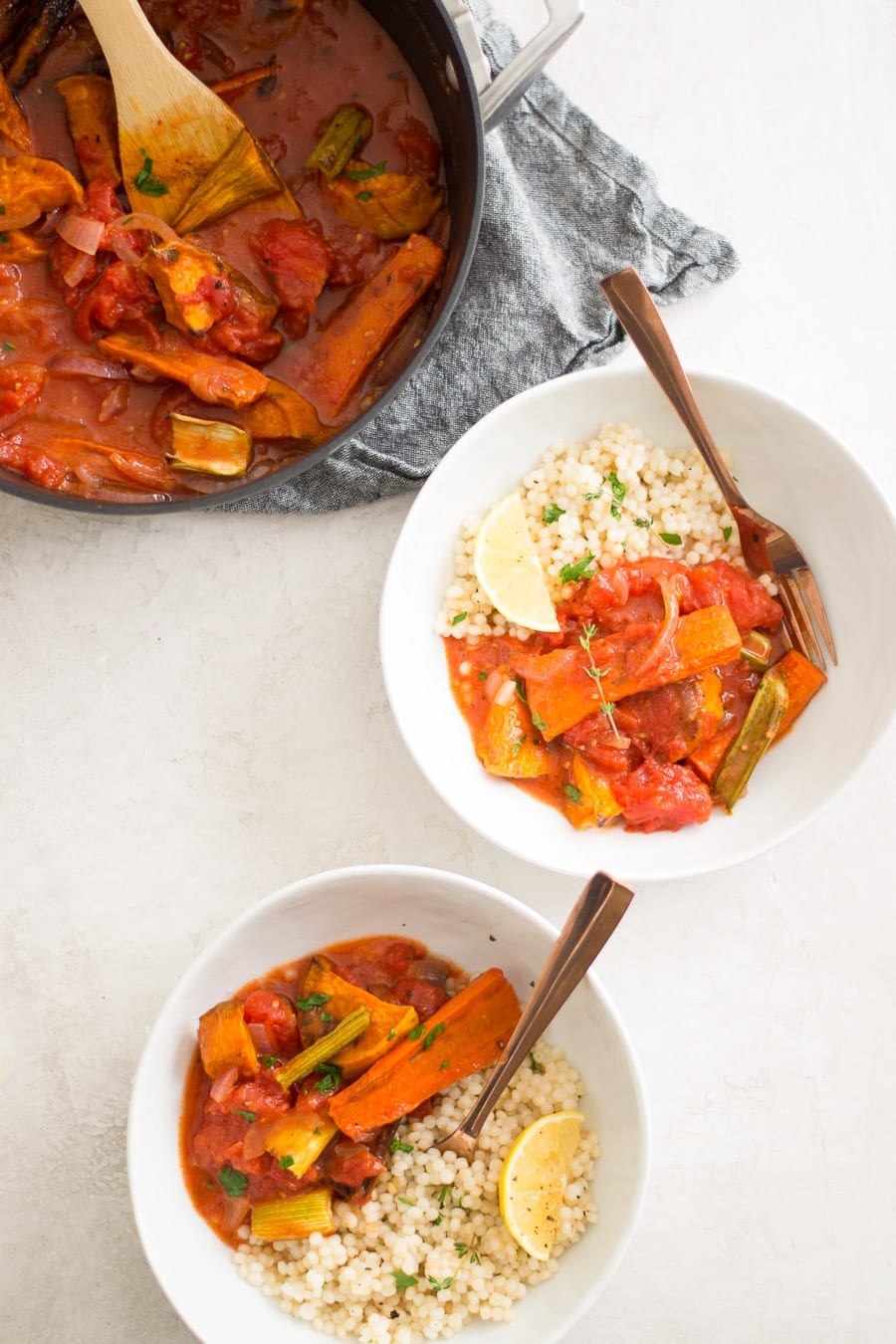 Roasted Vegetable Stew with Lemon Herb Couscous | Sarcastic Cooking #meatlessmonday #comfortfood #stew