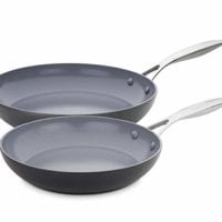 GreenPan CC000673-001 Valencia Pro Hard Anodized 100% Toxin-Free Healthy Ceramic Nonstick Metal Utensil/Dishwasher/Oven Safe 10 & 12-Inch Frypan Set, 2-Piece, Grey