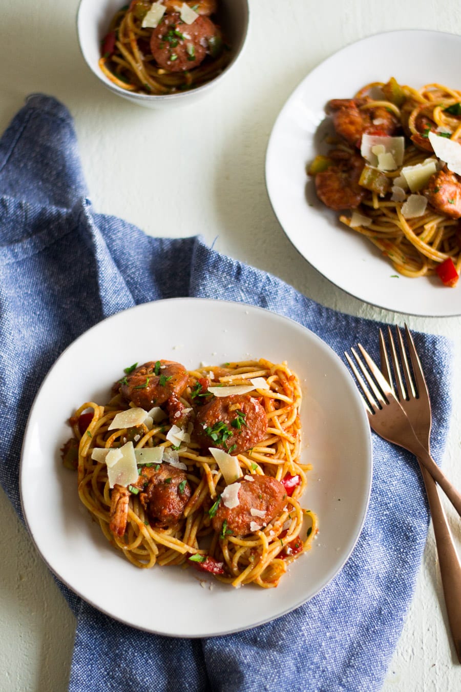 Cajun Spaghetti - spaghetti with sausage and shrimp - Sarcastic Cooking #30minutemeal #easydinner #recipe