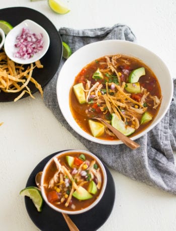 Avocado Lime Chicken Tortilla Soup for BOTH the #slowcooker and #instantpot | Sarcastic Cooking