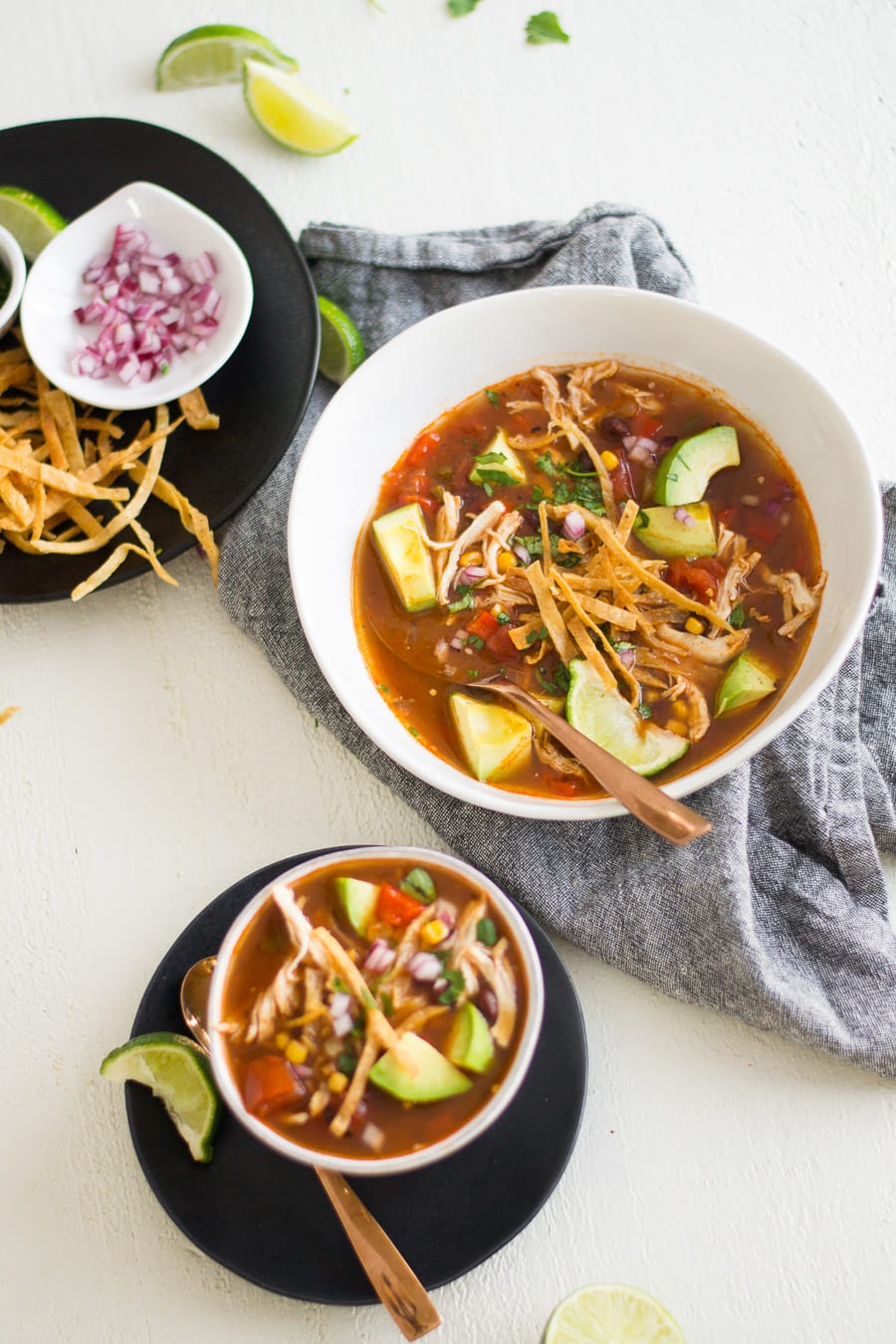 Avocado Lime Chicken Tortilla Soup for BOTH the #slowcooker and #instantpot | Sarcastic Cooking
