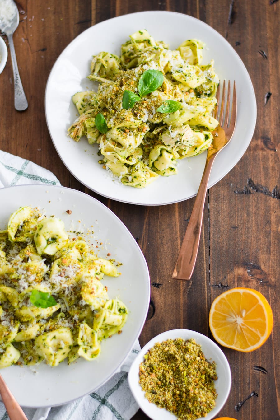 Meyer Lemon Spinach Pistachio Pesto Tortellini | Sarcastic Cooking