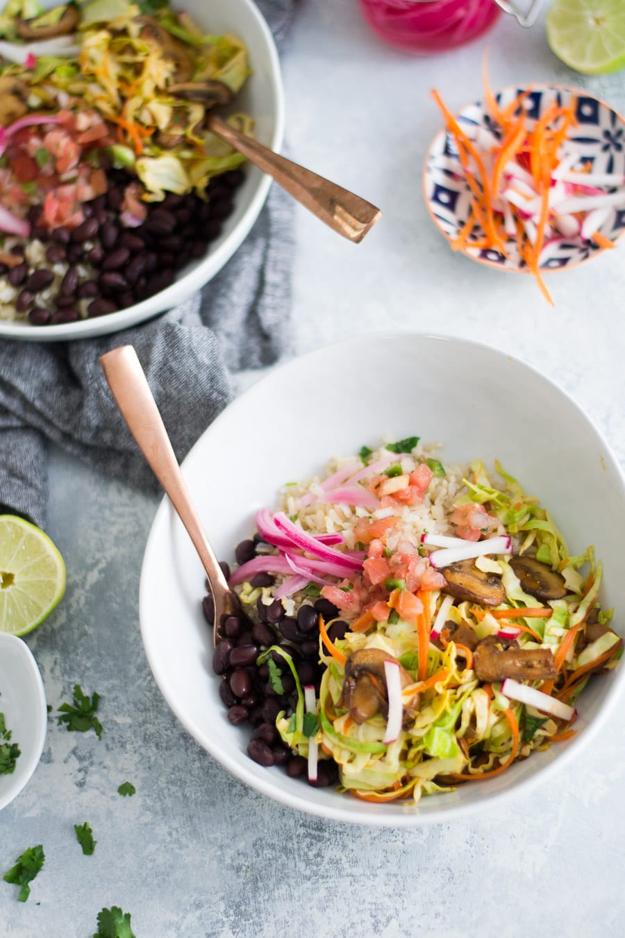 Cabbage and Mushroom Burrito Bowls | Sarcastic Cooking