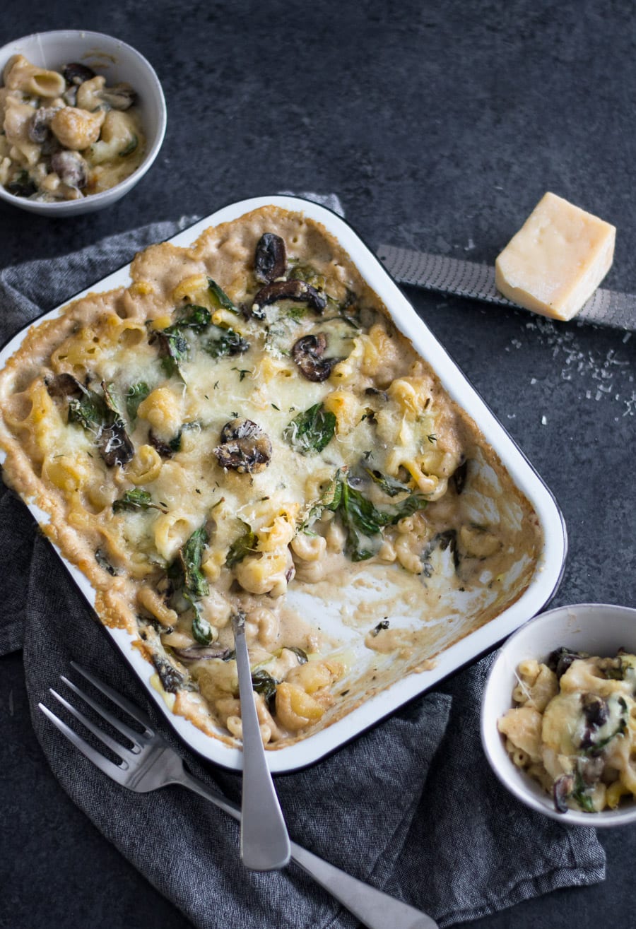 Cheesy Mixed Pasta Bake with Mushrooms and Spinach | Sarcastic Cooking