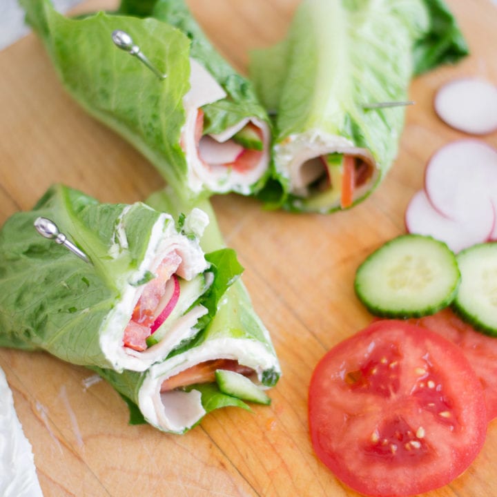 New York-style Scallion Cream Cheese and Turkey Lettuce Wraps | Sarcastic Cooking #lunch #lowcarb