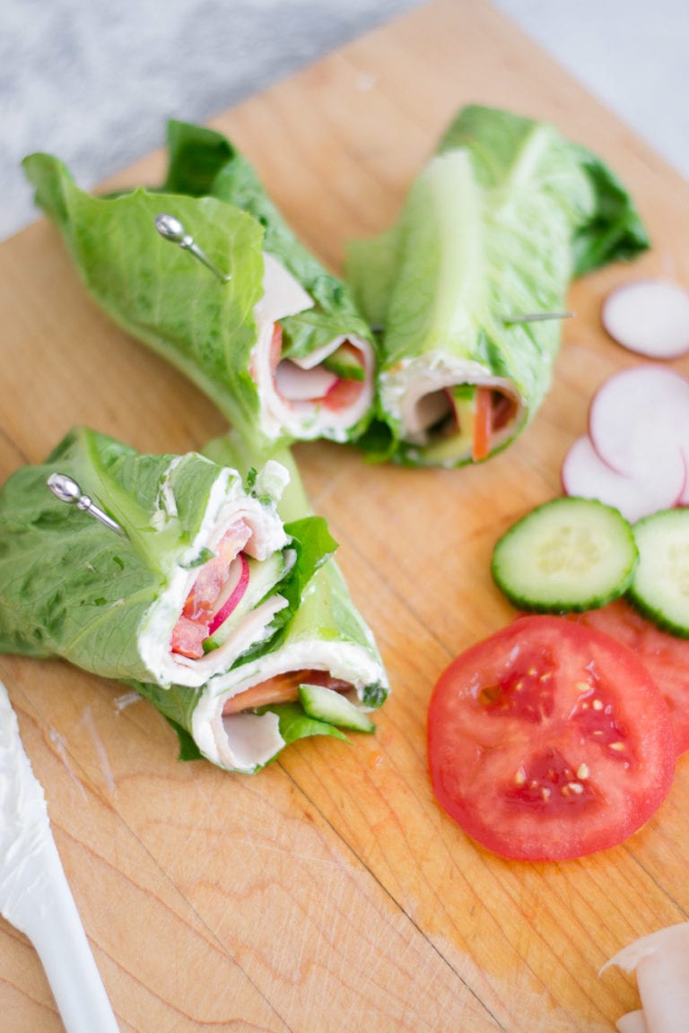 New YorkStyle Scallion Cream Cheese and Turkey Lettuce Wraps