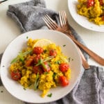 Smoky Turmeric Rice and Lentils with Roasted Tomatoes