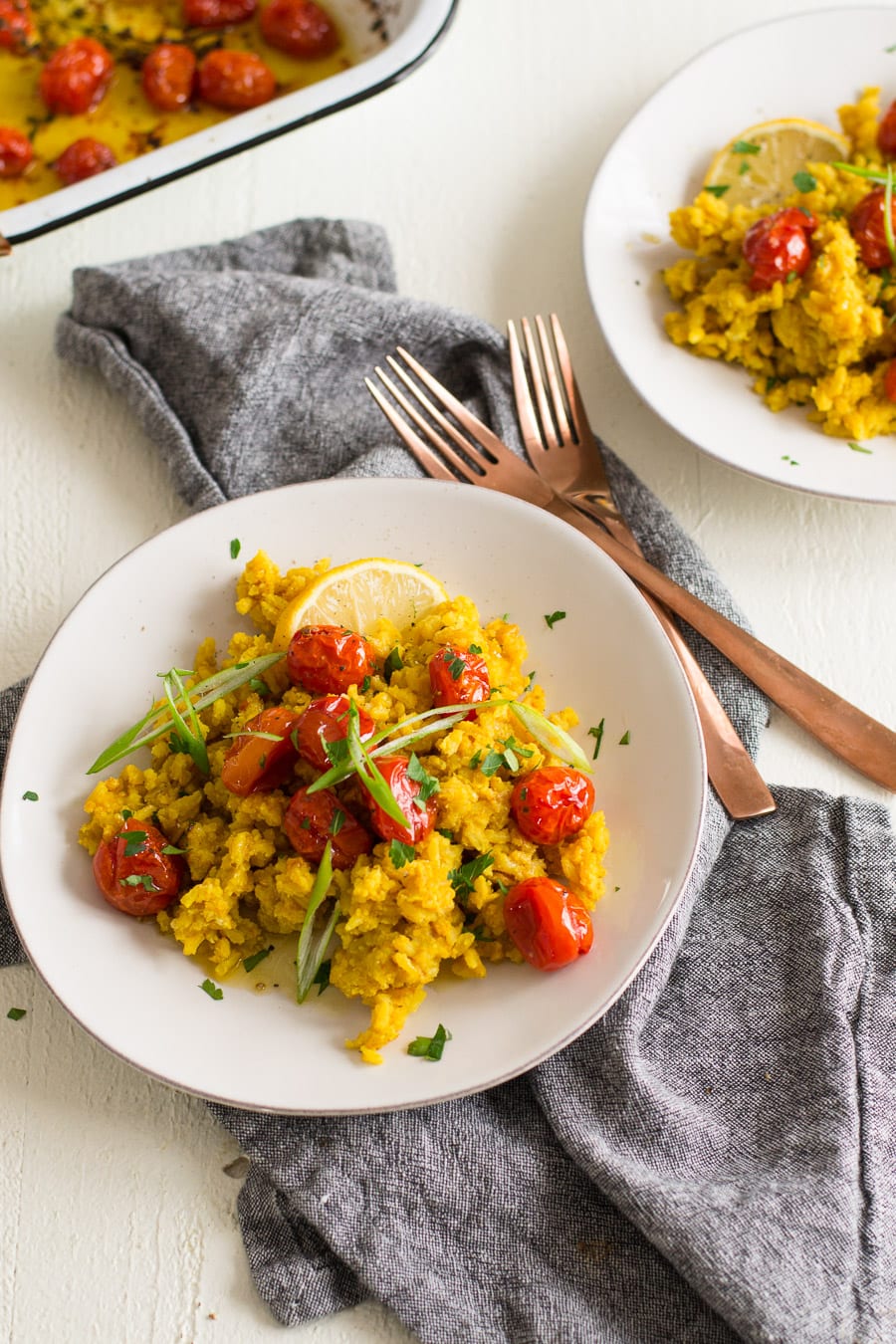 Smoky Turmeric Rice and Lentils with Roasted Tomatoes | Sarcastic Cooking