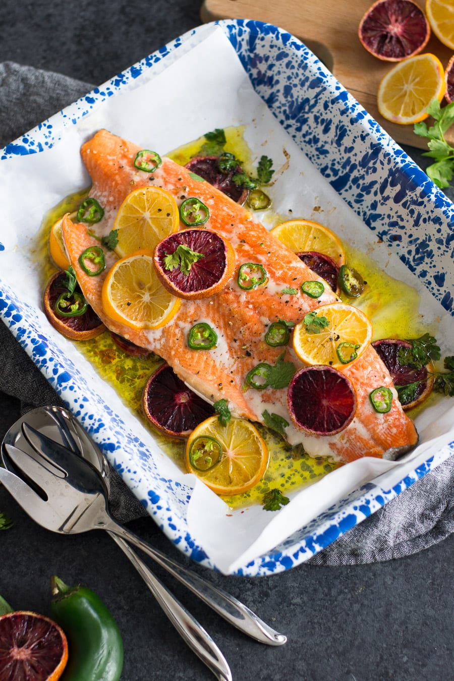 Blood Orange Jalapeño Baked Salmon | Sarcastic Cooking