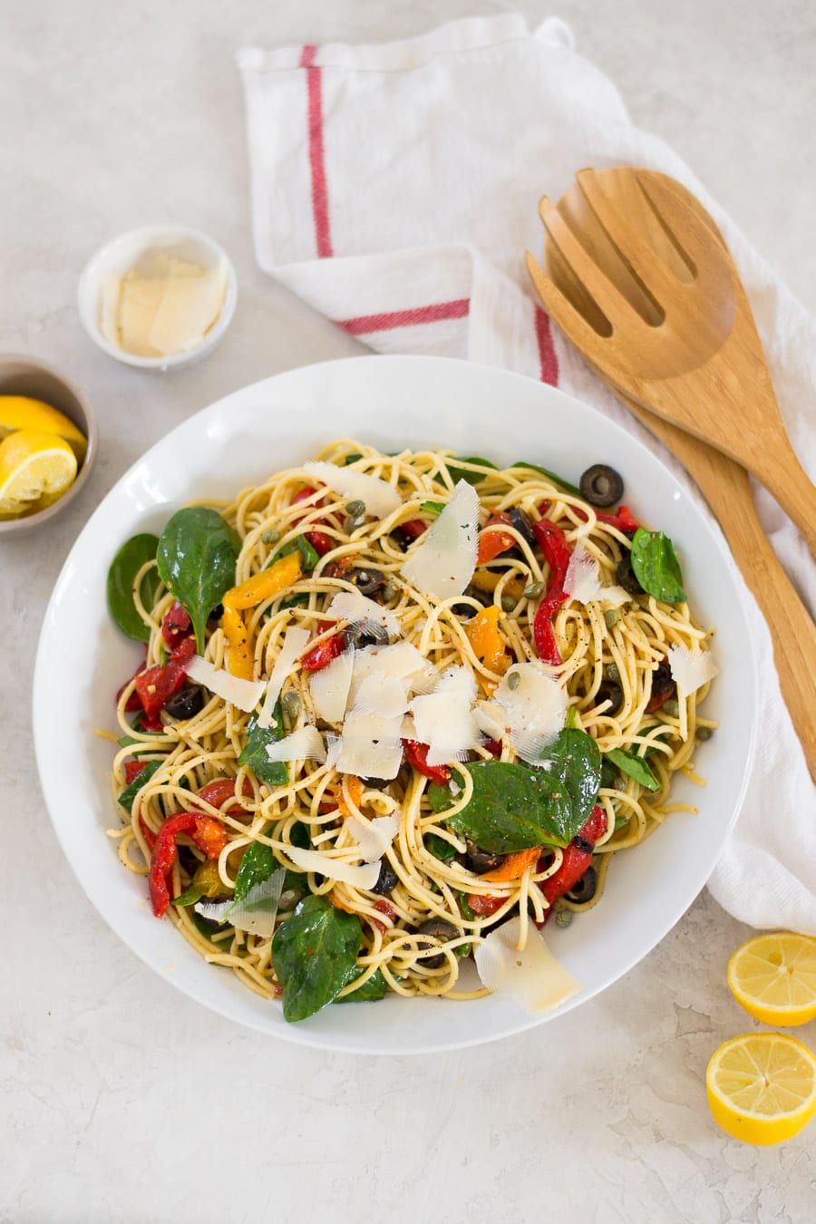 Quick and Easy Roasted Red Pepper Pasta with Capers and Olives
